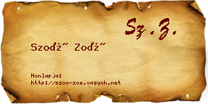 Szoó Zoé névjegykártya